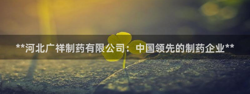 9游会老哥俱乐部：**河北广祥制药有限公司：中国领先的制药企业**