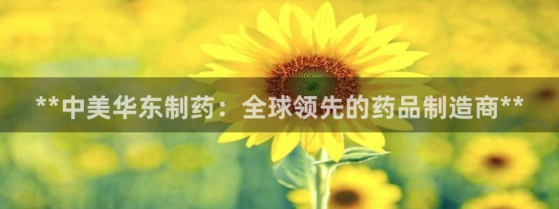 九游会老哥俱乐部：**中美华东制药：全球领先的药品制造商**