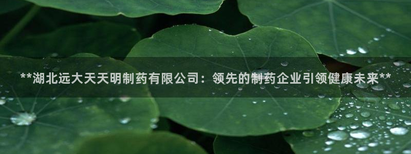 usdt九游会老哥俱乐部：**湖北远大天天明制药有限公司：领先的制药企业引领健康未来**