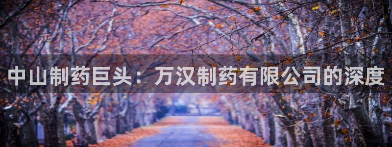 ag九游会老哥俱乐部：中山制药巨头：万汉制药有限公司的深度