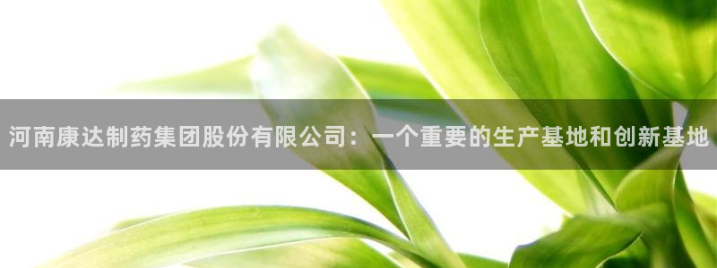 老哥吧九游会下架吗：河南康达制药集团股份有限公司：一个重要的生产基地和创新基地
