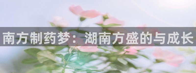 九游老哥俱乐部官网登录不了：南方制药梦：湖南方盛的与成长
